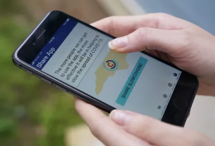 North Carolina' s cell phone app contact tracing SlowCOVIDNC is shown on Friday, Dec. 4, 2020, in Charlotte, N.C.