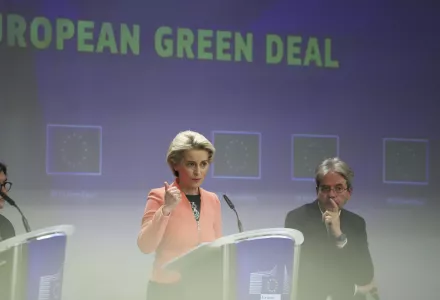European Commission President Ursula von der Leyen speaks during a media conference at EU headquarters in Brussels