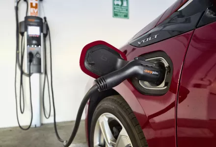 Chevrolet Volt hybrid car is seen charging