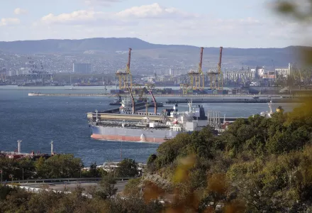 An oil tanker is moored at the Sheskharis complex, part of Chernomortransneft JSC, a subsidiary of Transneft PJSC, in Novorossiysk, Russia