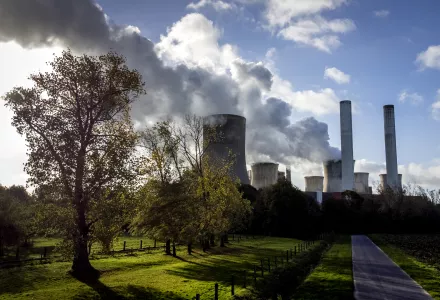 Steam rises from a coal-fired power plant.
