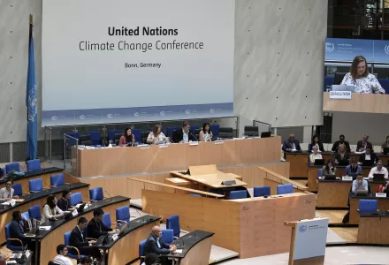 Participants meet at the United Nations Climate Change Conference in Bonn, Germany.