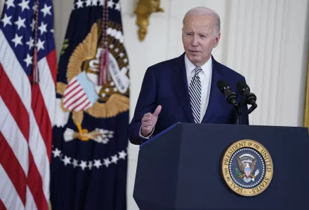 President Joe Biden delivers remarks about government regulations on artificial intelligence systems during an event in the East Room of the White House, Monday, Oct. 30, 2023, in Washington. (AP Photo/Evan Vucci)