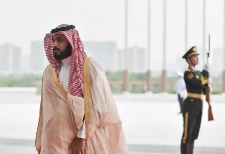 Deputy Crown Prince Mohammed bin Salman arrives at the Hangzhou Exhibition Center to participate in G20 Summit, Sunday, Sept. 4, 2016 in Hangzhou, China.