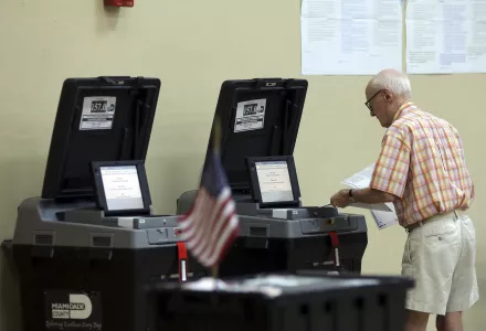 Voting machines in Miami Shores, Fla., Nov. 8, 2016.