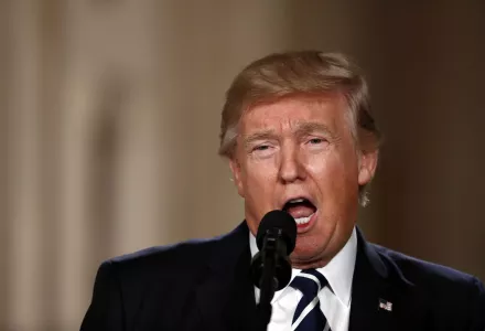 Trump speaks at the White House, January 31, 2017.