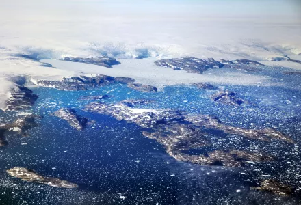 Arieal photograph of the Arctic coastline.