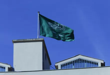 A Saudi Arabia's flag flies over the country's consulate in Istanbul