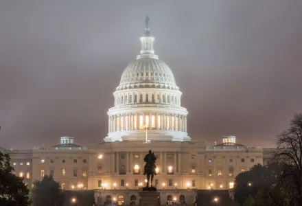 The U.S. Capitol Building in Washington is shrouded in fog early in the morning Tuesday, Nov. 6, 2018 on Election Day in the U.S. (AP Photo/J. David Ake)