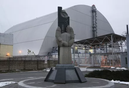 Monument for victims of Chernobyl in front of covef