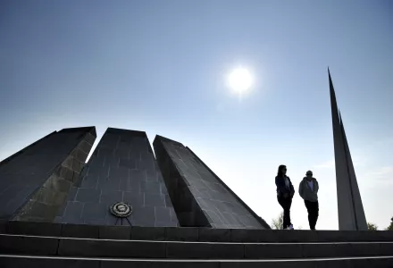 Photo of Tzitzernakaberd memorial to victims of the Armenian genocide.