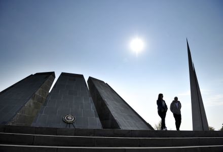 Photo of Tzitzernakaberd memorial to victims of the Armenian genocide.