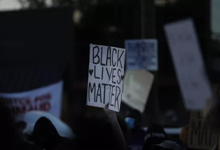 A "Black Lives Matter" sign is seen during protests on Saturday, June 13, 2020, near the Atlanta Wendy's where Rayshard Brooks was shot and killed by police Friday evening following a struggle in the restaurant's drive-thru line in Atlanta. 