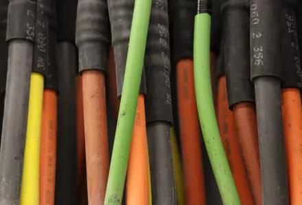 Fiber optic cables are seen at a data center in Manhattan, March 2013