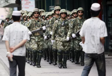 Paramilitary patrol in Xinjiang