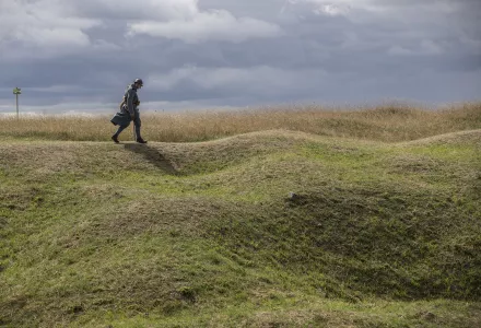 A volunteer in a contemporary reconstruction of the WWI battle of Verdun.