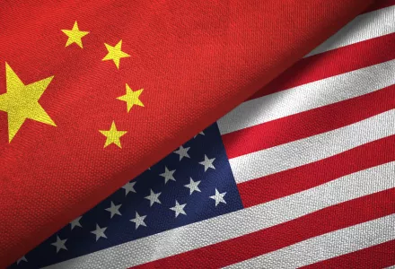 Chinese and American Flags
