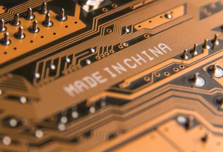 Image showing "Made in China" closeup on a computer circuit