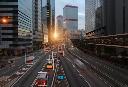 A simulated representation of AI image recognition software.