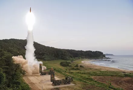 In this Monday, Sept. 4, 2017 file photo provided by South Korea Defense Ministry, South Korea's Hyunmoo II ballistic missile is fired during an exercise at an undisclosed location in South Korea. South Korean warships have conducted live-fire exercises at sea. The drills Tuesday, Sept. 5, mark the second-straight day of military swagger from a nation still rattled by the North's biggest-ever nuclear test.