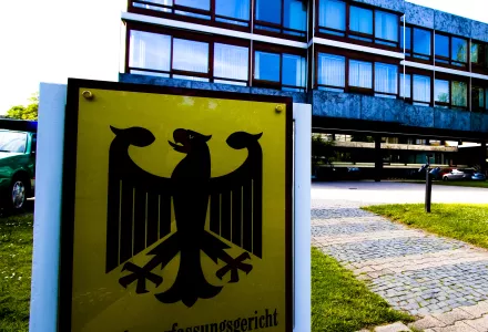 A photo of the Bundesverfassungsgericht ("Federal Constitutional Court") in Karlsruhe, Germany.