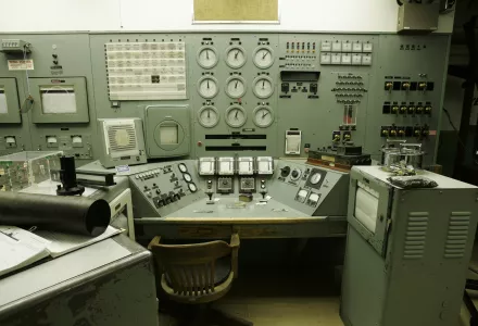 In this file photo taken April 3, 2008, the control panel for Hanford nuclear reservation's famous B Reactor is shown in Richland, Wash. The B Reactor, the world's first full-sized reactor, will be part of the Manhattan Project National Historical Park, the nation's newest national park. (AP Photo/Ted S. Warren, File)