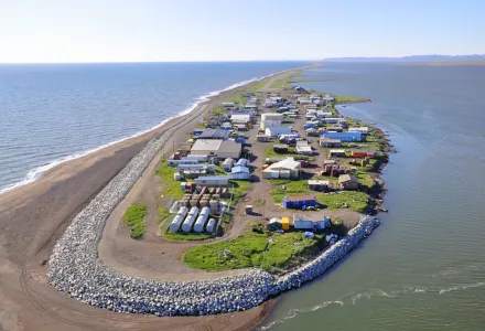 An aerial view of the village of Kivalina, Alaska