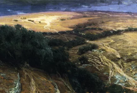 An oil painting of olive trees by Henry Ossawa Tanner