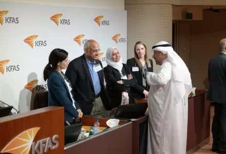 The Belfer Center’s Laura Diaz Anadon, Venkatesh Narayanamurti, Afreen Siddiqi, and Rebecca Stern, with Kuwait’s Khaled Mahdi, at a collaborative workshop in Kuwait.
