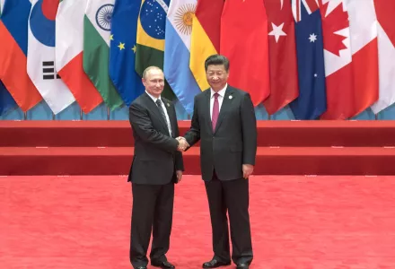 President Vladimir Putin with President Xi Jinping during the G20 Summit, September 3-5, 2016, in Hangzhou, China.