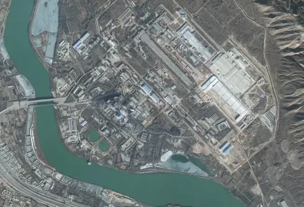 A satellite image of Lanzhou Uranium Enrichment Plant in January 2015 (DigitalGlobe).