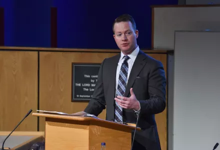 Dr. Seth Johnston gives speech at the University of Aberdeen
