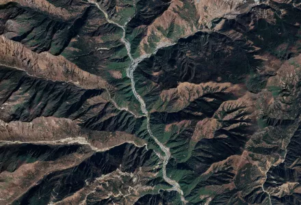 A satellite view of Shigatse, Tibet, home to the PLA’s 6th Border Defense Regiment, near the China-India border.