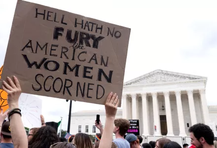 People protest following the Supreme Court's decision to overturn Roe v. Wade in Washington