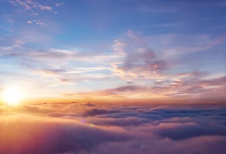 clouds and sun in the upper atmosphere
