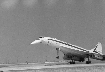 The British-French SST as it touched down at Dallas-Ft. Worth Airport