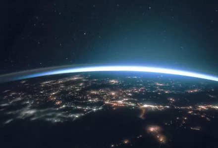 Digital world banner background, remixed from public domain by NASA