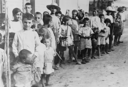 Greek and Armenian refugee children near Athens, Greece, in 1923