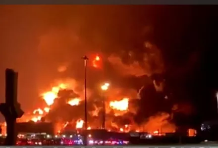 Saudi Arabian oil facilities in flames
