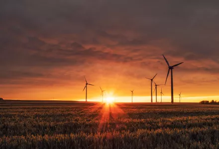 Wind turbines at Biedesheim, Germany. 