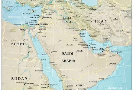 Map of East Africa and Middle East from CIA World Factbook