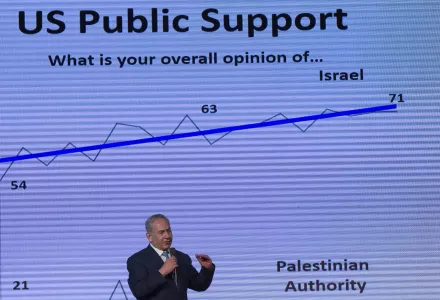 Israeli Prime Minister Benjamin Netanyahu speaks during a Jerusalem Post diplomatic conference in Jerusalem
