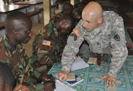Soldiers conducting a Mobile Training Team deployment in Liberia.