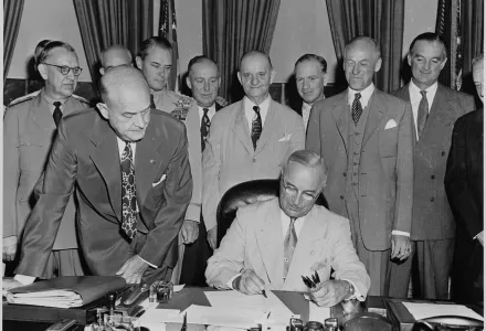 President Truman signs National Security Act Amendments