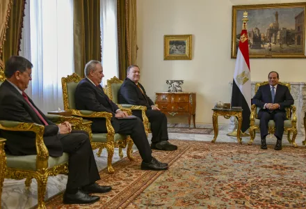 U.S. Secretary of State Michael R. Pompeo meets with Egyptian President Abdel Fattah al-Sisi, in Cairo, Egypt, on January 10, 2019. 