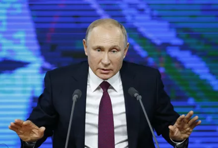 Russian President Vladimir Putin speaks during his annual news conference in Moscow
