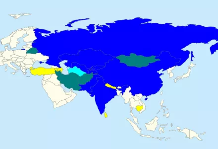 Map of Shanghai Cooperation Organization countries in 2017