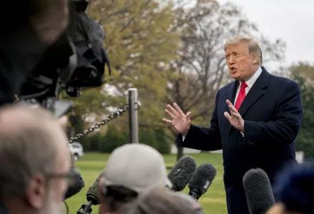 Trump speaks to press on White House South Lawn