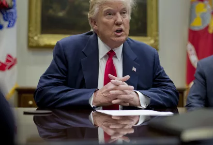 Donald Trump in Roosevelt Room of White House