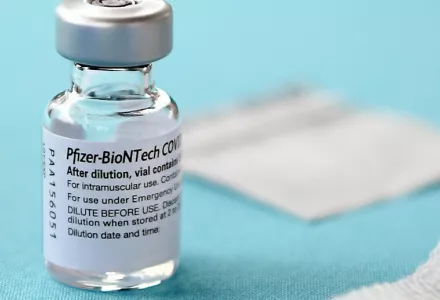 A vial of the Pfizer-BioNTech vaccine for COVID-19.